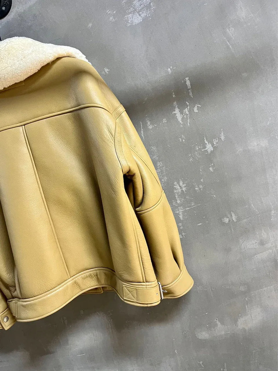 Women Shearling Leather Jacket Real Wool Lining