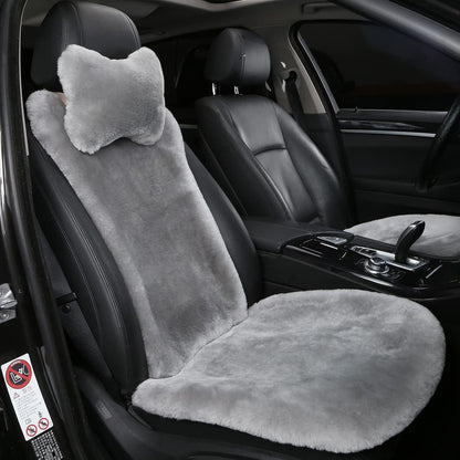 Genuine Sheepskin Car Seat Cover with Detachable Backrest and Headrest