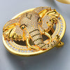 Animal Head Belt Buckle with Rhinestones and Stainless Steel Frame