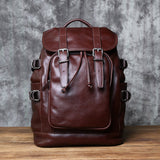 Real Cowhide Leather Men Backpack Rucksack Bag