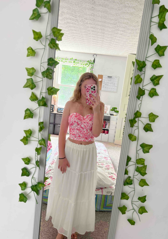 Boho Long Skirt with Ruffle Hem and Frill Trim