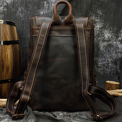 Retro Leather Backpack Laptop