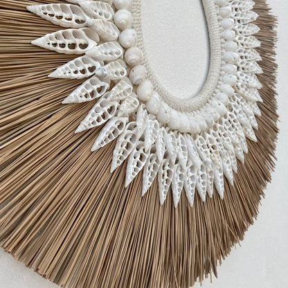 Seagrass Raffia Sea Shells Tribal Style Wall Hanging