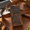 Men’s Leather Waist Bag with Vintage Phone Pouch and Zipper Pocket