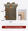 Canvas Roll Top Backpack with 15.6 Inch Laptop Storage