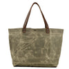 Waxed Canvas Tote Bag with Top-Grain Cowhide Shoulder Handles