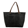 Waxed Canvas Tote Bag with Top-Grain Cowhide Shoulder Handles
