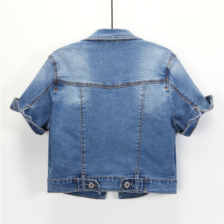 Women’s Short Sleeve Cropped Denim Summer Jacket