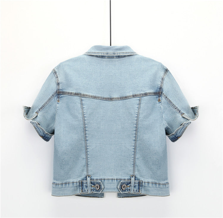 Women’s Short Sleeve Cropped Denim Summer Jacket