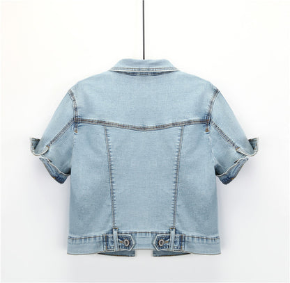 Women’s Short Sleeve Cropped Denim Summer Jacket