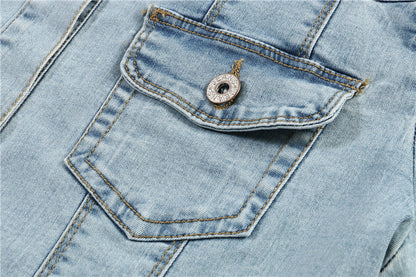 Women’s Short Sleeve Cropped Denim Summer Jacket