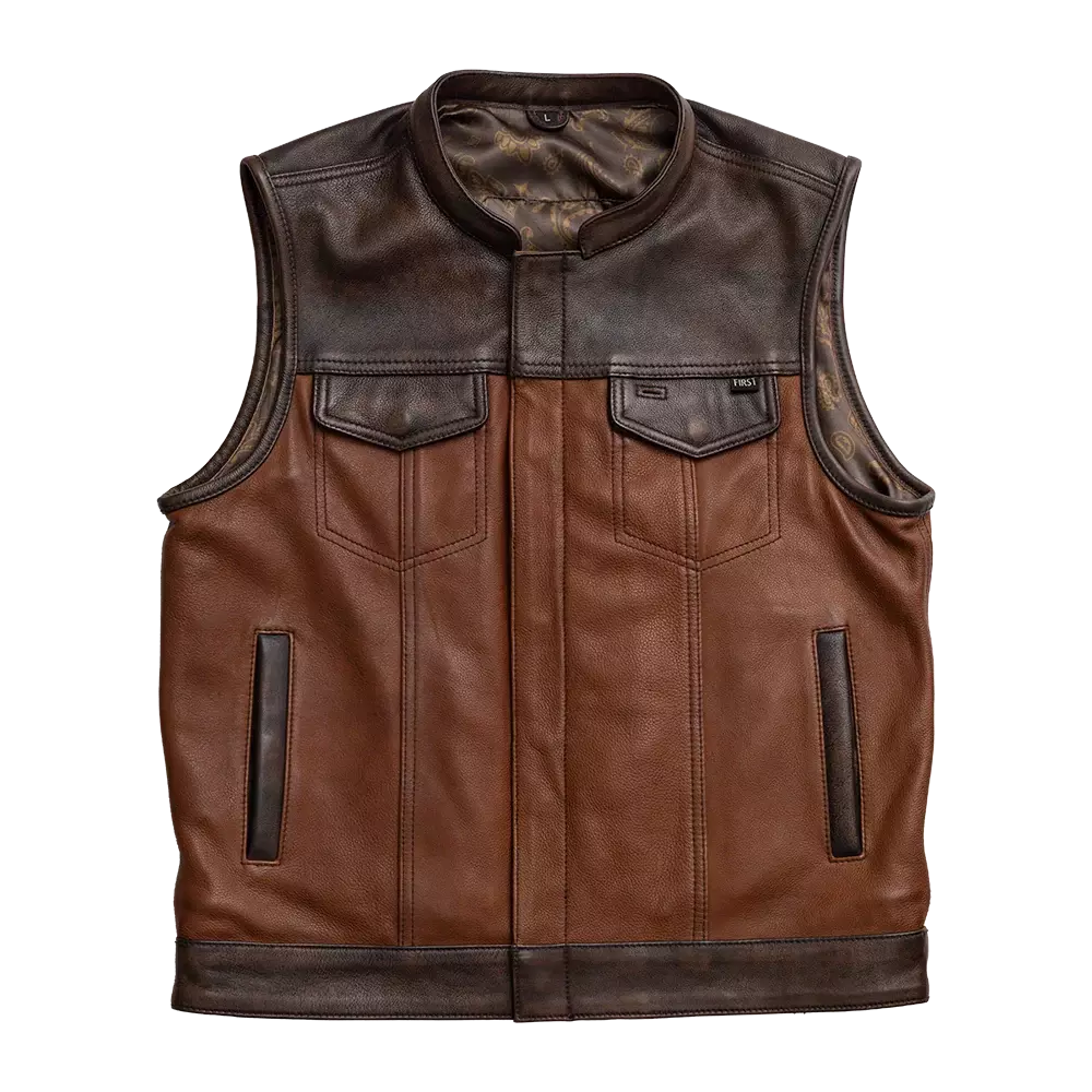 Men's Distressed Real leather Motorbike Vest