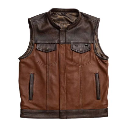 Men's Distressed Real leather Motorbike Vest