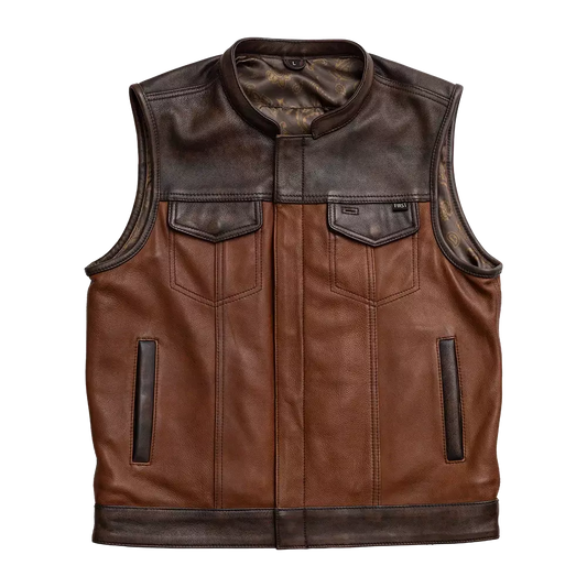 Men's Distressed Real leather Motorbike Vest