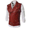 Mens Top Stand Collar Zipper Leather Vest