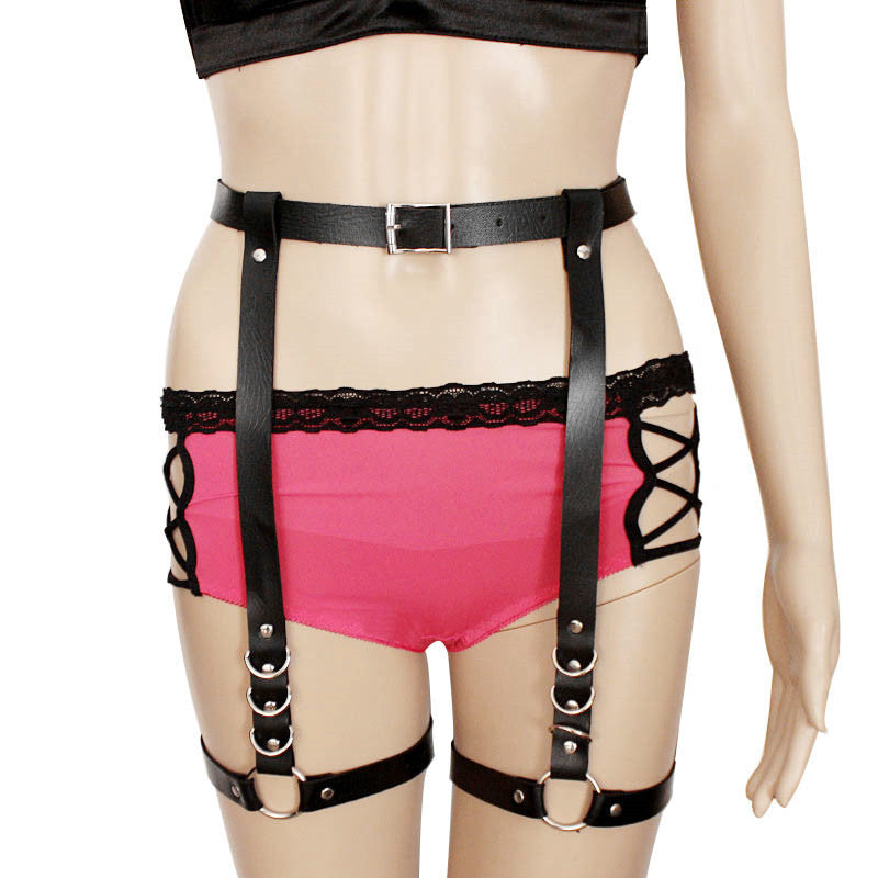 Adjustable Leather Leg Garter Belt Punk Harness