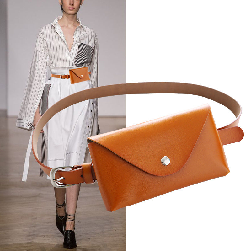 Genuine leather waist bag for women