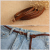 Women Skinny Braided Leather Belt