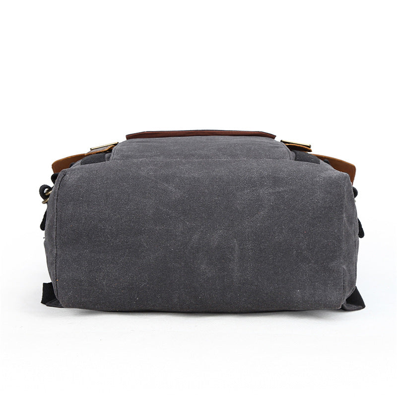 Waxed Canvas Leather Backpack with Removable Camera Insert and Dividers