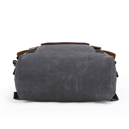 Waxed Canvas Leather Backpack with Removable Camera Insert and Dividers