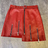 Women’s Asymmetrical Zipper Leather Mini Skirt with Belt