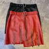 Women’s Asymmetrical Zipper Leather Mini Skirt with Belt