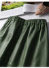 Green lambskin high waist a-line midi leather skirt