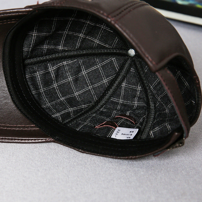 Men’s Genuine Leather Baseball Cap with Side Detail
