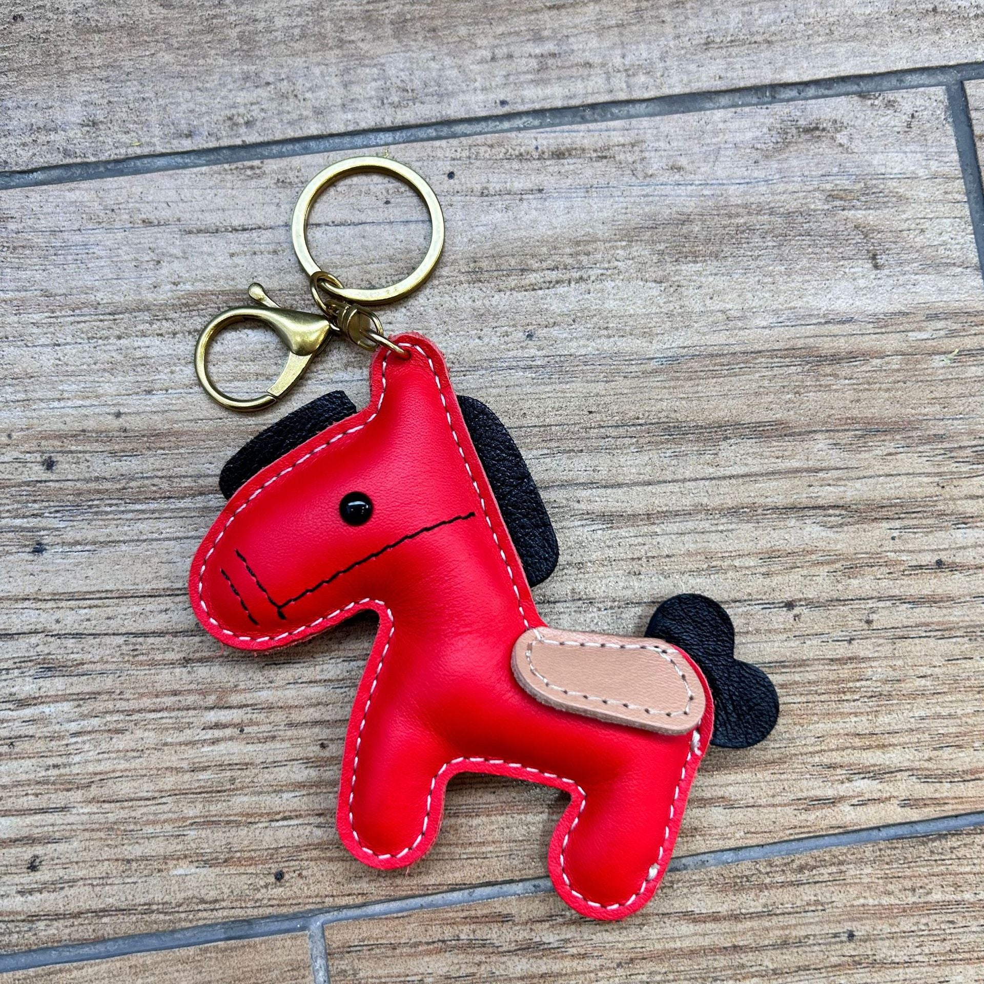 Leather horse keychain cute pony bag charm gift accessory