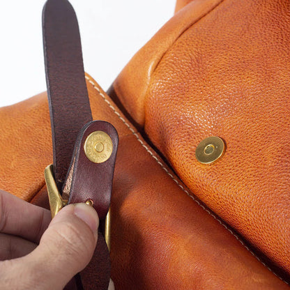 Genuine Leather Backpack Men Women Office Laptop Rucksack