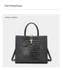 Black Crocodile Print Leather Shoulder Bag Crossbody