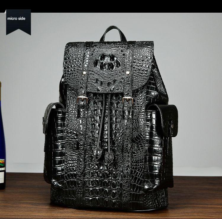 Men genuine crocodile leather backpack