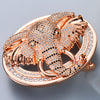 Animal Head Belt Buckle with Rhinestones and Stainless Steel Frame
