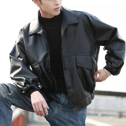 Men Oversized Real Leather Jacket Biker