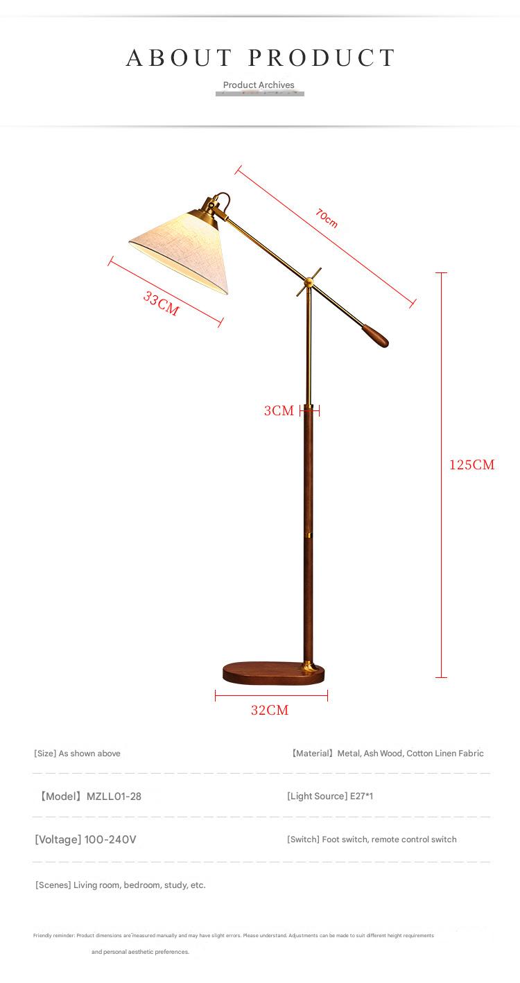 Fishing arm retro floor lamp for reading