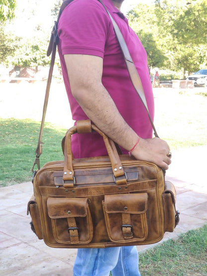 Genuine Leather Briefcase Travel Bag