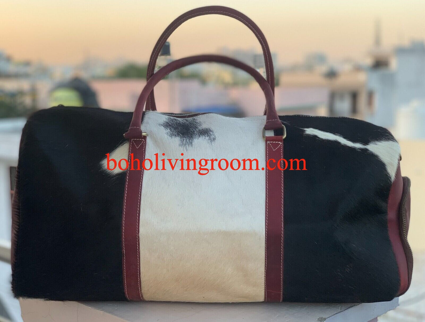 Black White Hair On Hide Holdall Bag