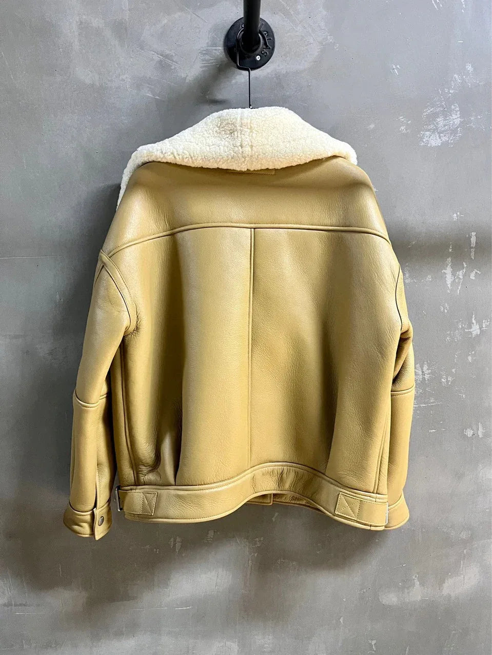 Women Shearling Leather Jacket Real Wool Lining