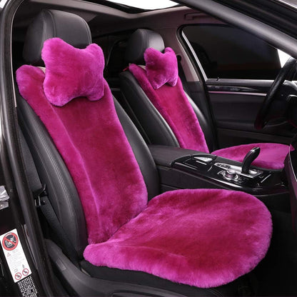 Genuine Sheepskin Car Seat Cover with Detachable Backrest and Headrest