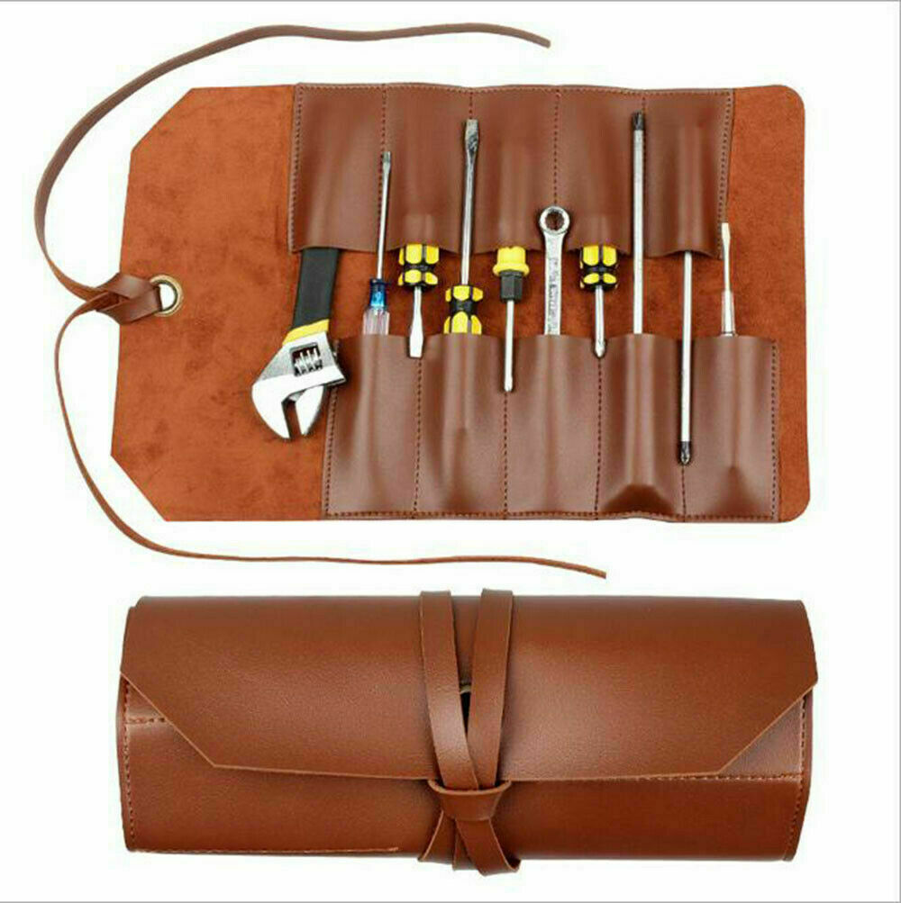 Leather Roll Up Tool Bag