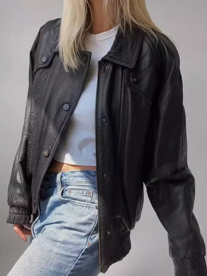 Oversize Leather Jacket Women