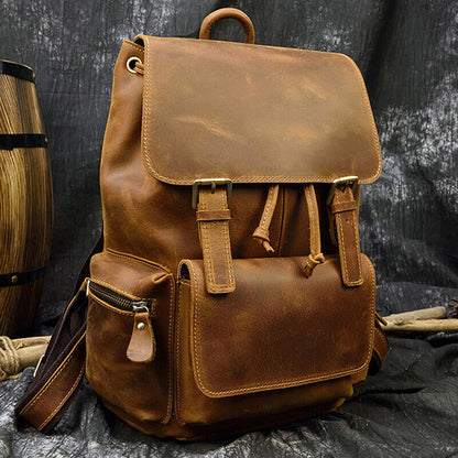 Retro Leather Backpack Laptop