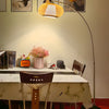 Japandi Rattan Dome Shade Bamboo Arc Floor Lamp