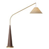 Modern Curved Arc Floor Lamp with Wood Base and Fabric Shade