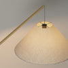 Modern Curved Arc Floor Lamp with Wood Base and Fabric Shade