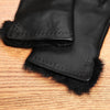 Women’s Leather Gloves in Black with Fur-Trimmed Cuffs