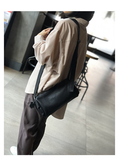 Genuine Leather Shoulder Crossbody Bag for Women Soft Wrinkled
