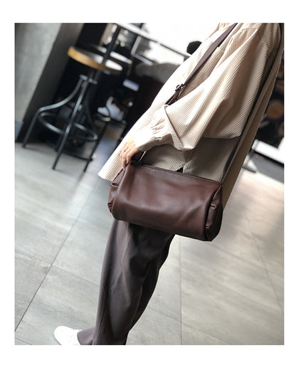Genuine Leather Shoulder Crossbody Bag for Women Soft Wrinkled