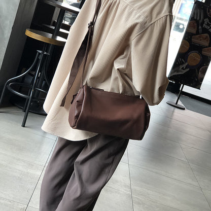 Genuine Leather Shoulder Crossbody Bag for Women Soft Wrinkled