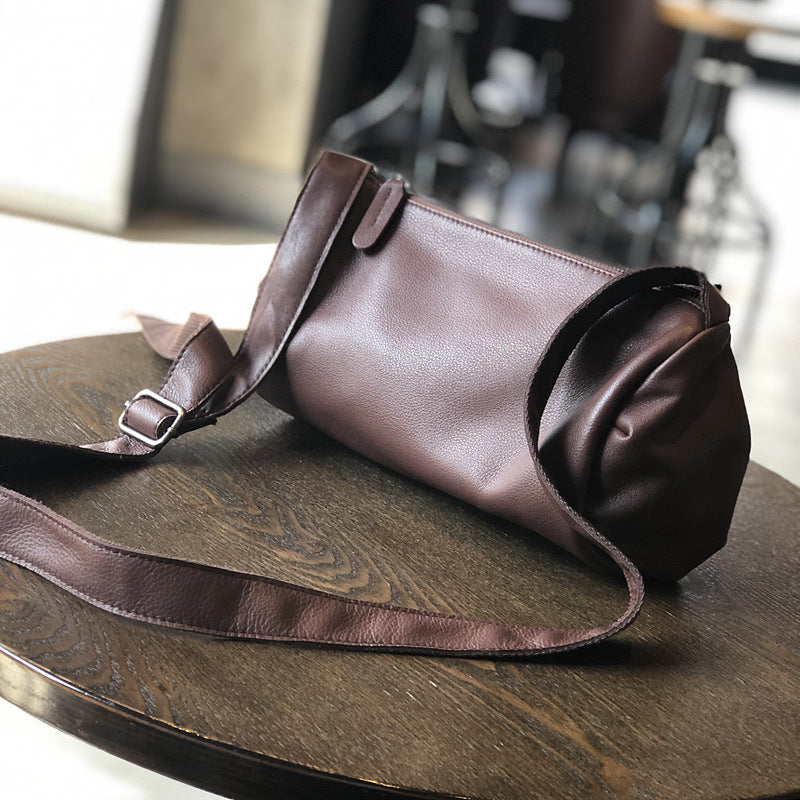 Genuine Leather Shoulder Crossbody Bag for Women Soft Wrinkled